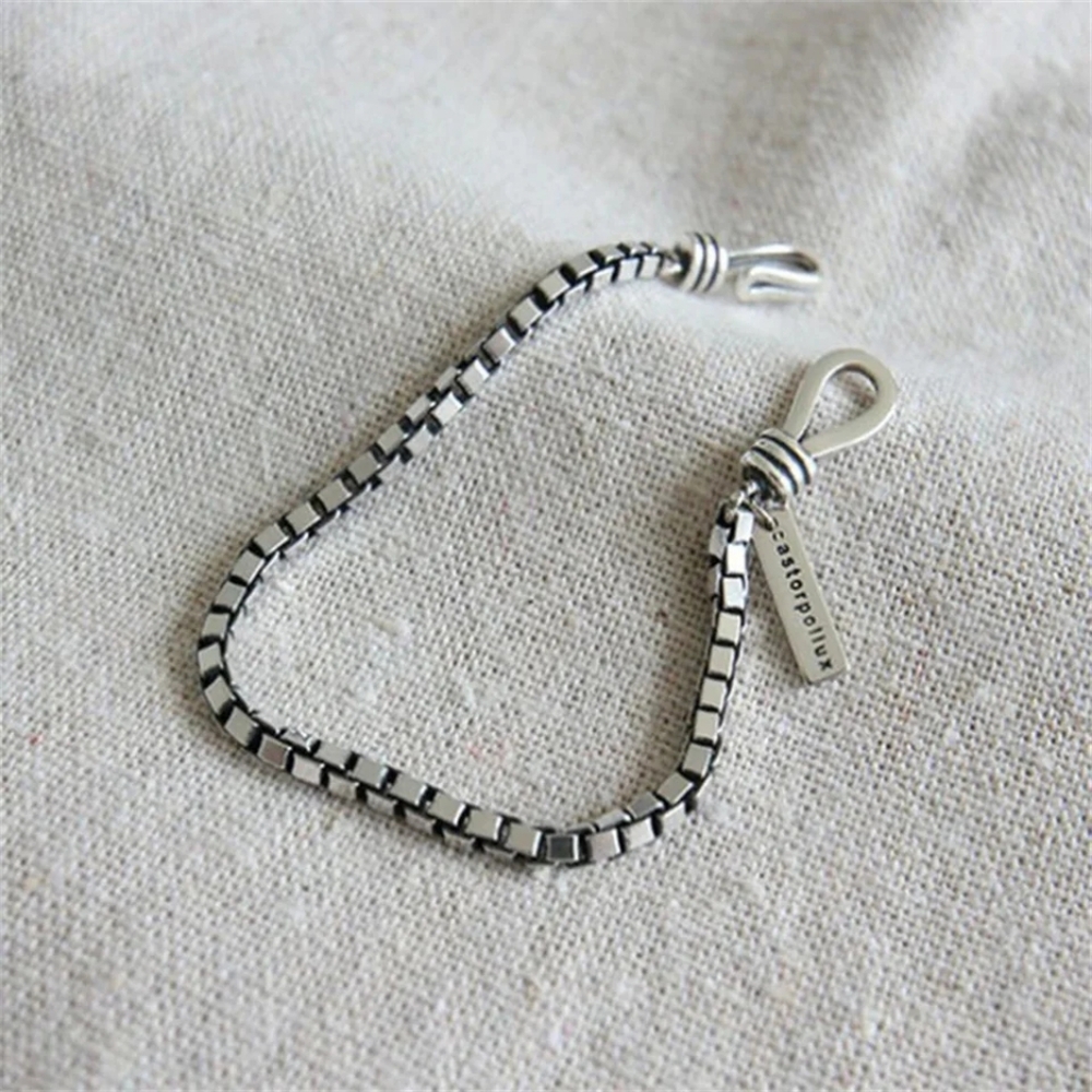 New Small Sterling Silver Box Chain Men's Bracelet - Picture 7 of 8